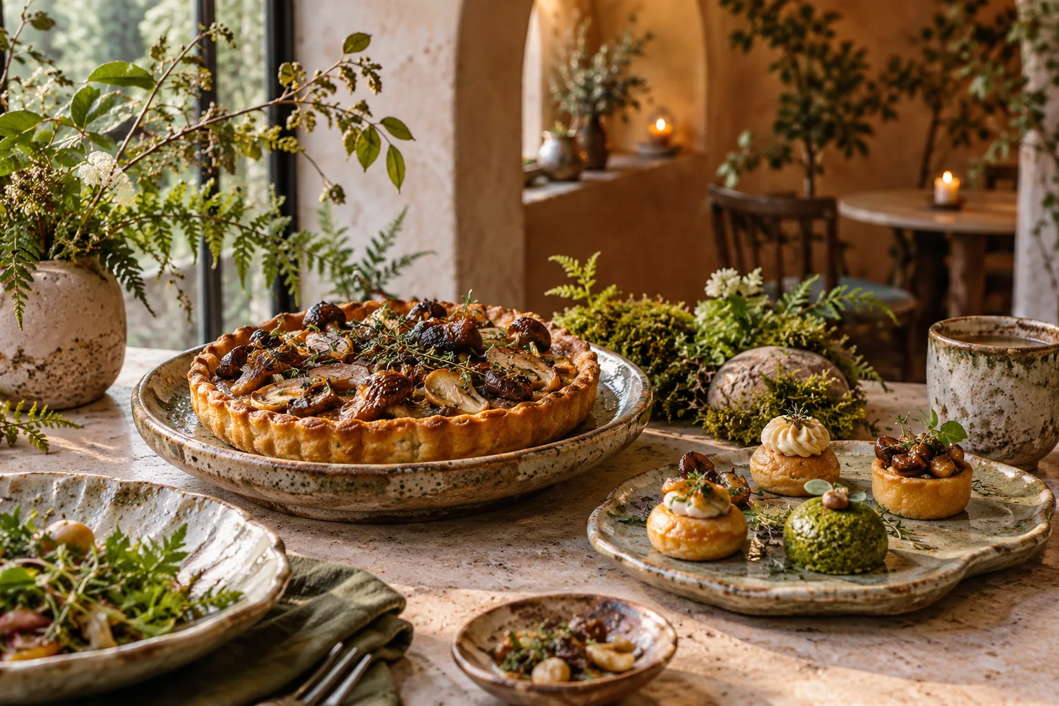 An imagined fantasy café food setting, not an actual venue